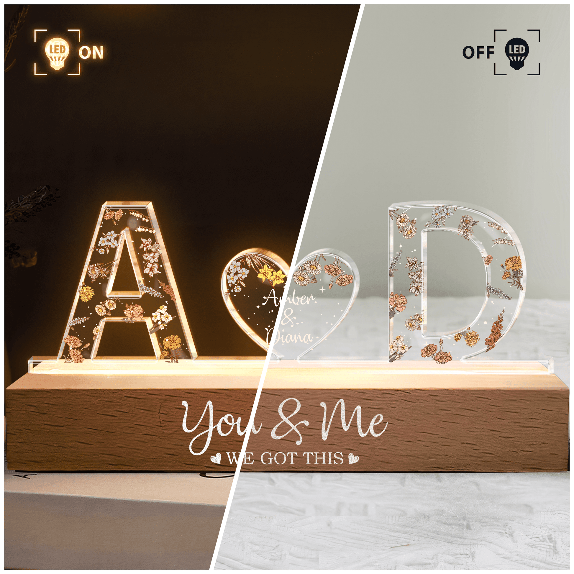 You & Me We Got This Custom Name LED Night Light Gift - Estalios