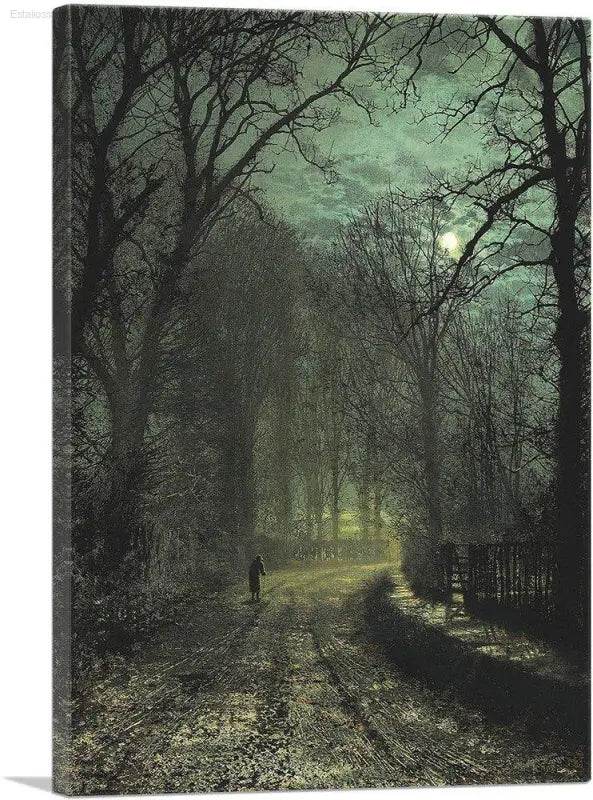 A Yorkshire Lane in November 1873 Canvas Art Print - Estalios
