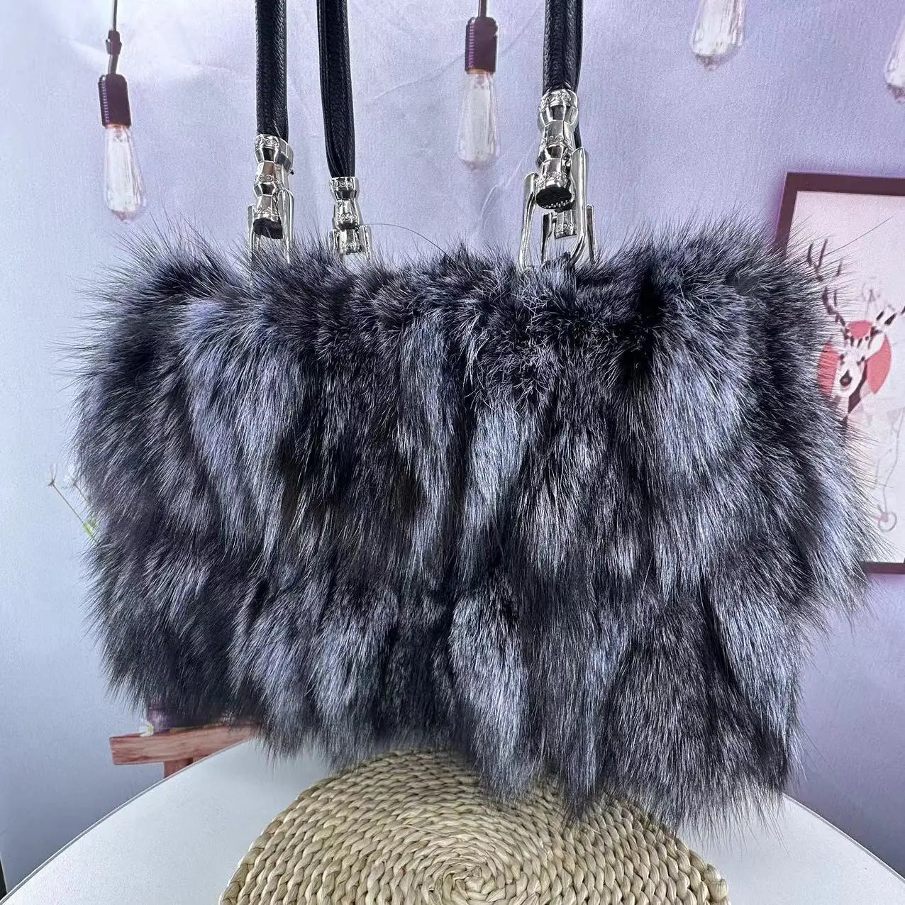 Women’s Korean-style One-shoulder Crossbody Fox Fur Bag