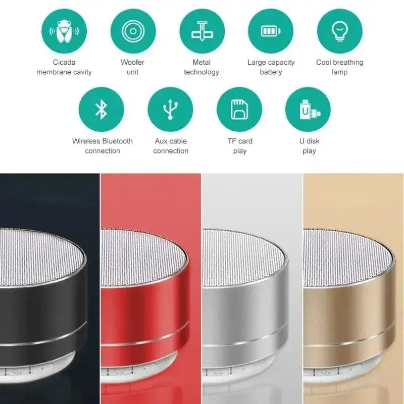 Portable A10 Wireless Bluetooth speaker showcases features of small steel cannon design