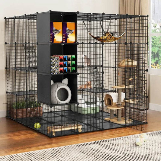 Boivin Portable Outdoor Cat Cage with Shelves for Playtime - Estalios