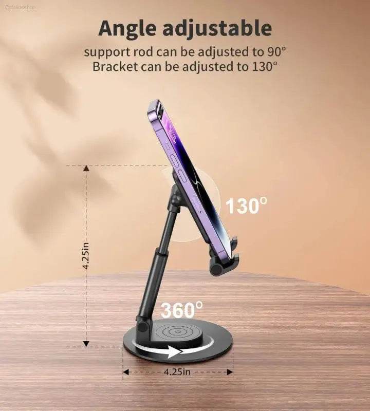 Adjustable Foldable Phone Stand for Desk 360° Rotating Holder - Estalios