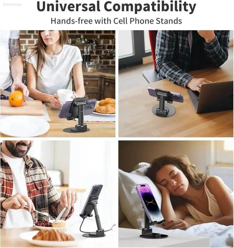 Adjustable Foldable Phone Stand for Desk 360° Rotating Holder - Estalios