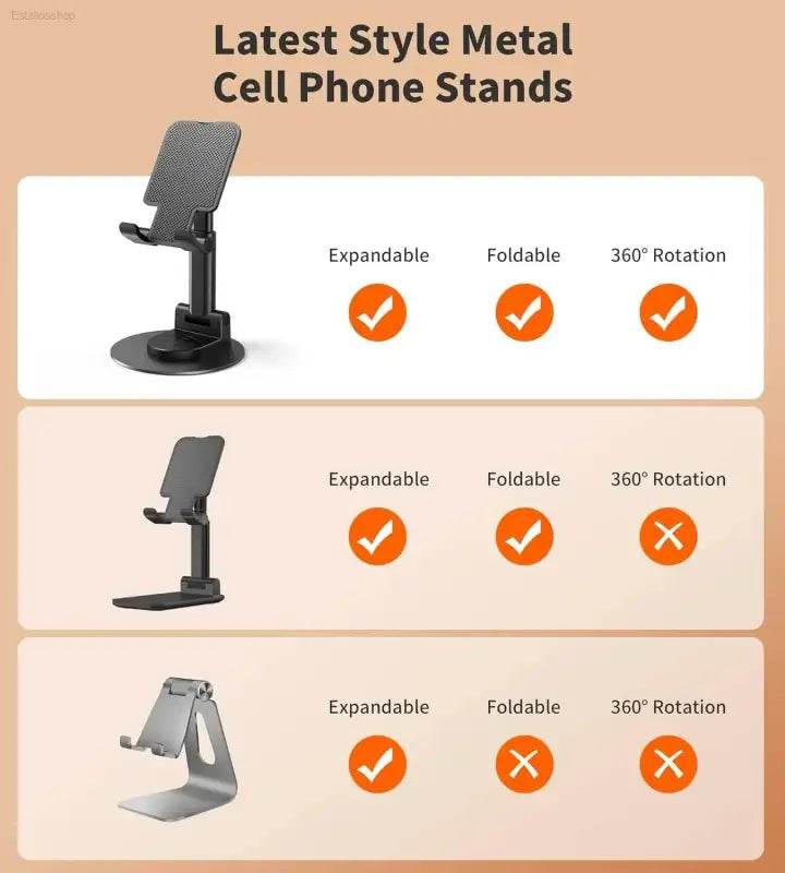 Adjustable Foldable Phone Stand for Desk 360° Rotating Holder - Estalios