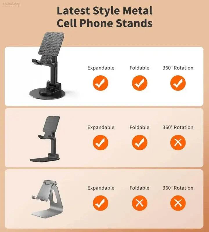 Adjustable Foldable Phone Stand for Desk 360° Rotating Holder - Estalios