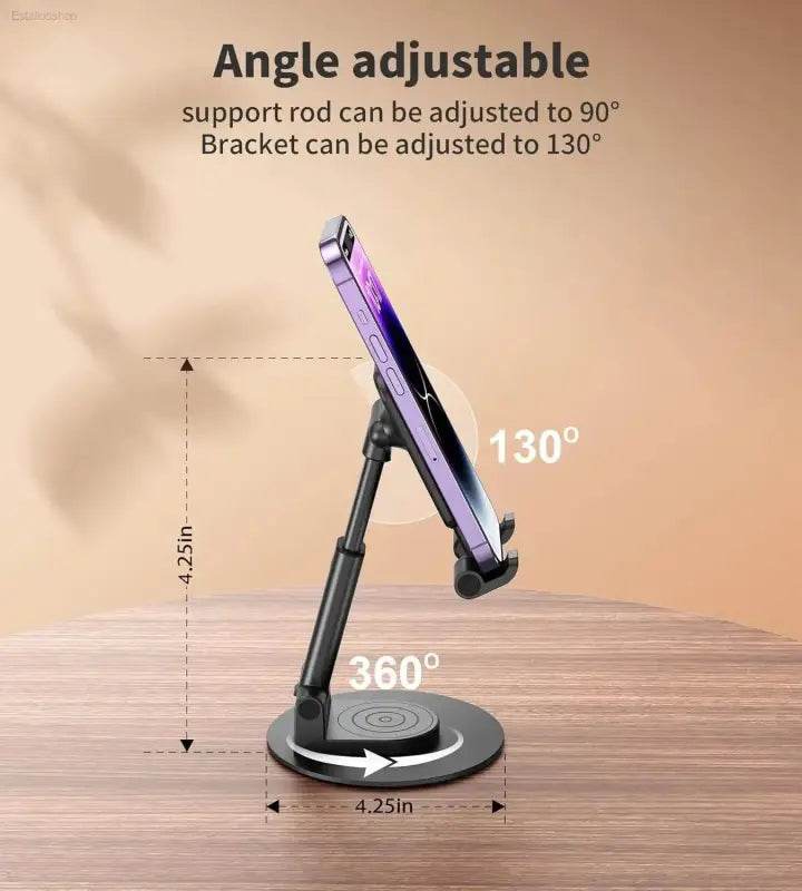 Adjustable Foldable Phone Stand for Desk 360° Rotating Holder - Estalios