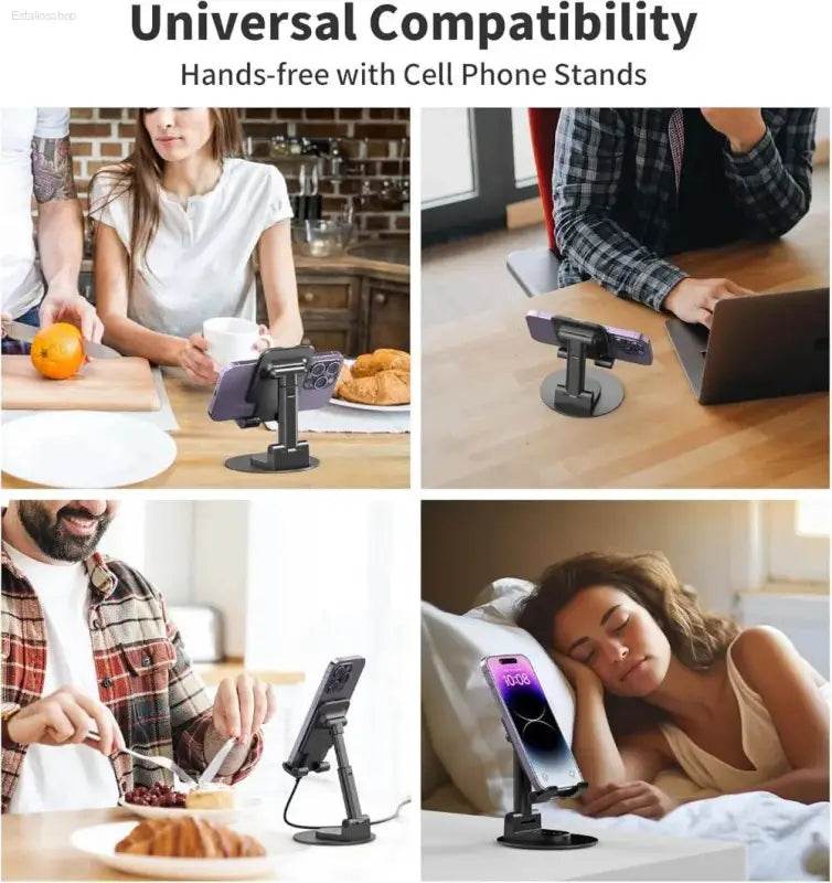 Adjustable Foldable Phone Stand for Desk 360° Rotating Holder - Estalios