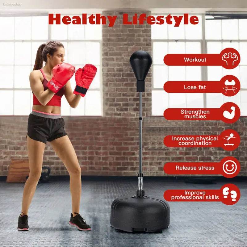 Adjustable Freestanding Punching Bag with Boxing Gloves - Estalios