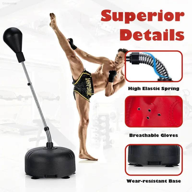 Adjustable Freestanding Punching Bag with Boxing Gloves - Estalios