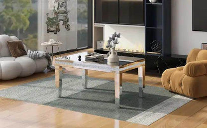 Dazzling Mirrored Coffee Table with Adjustable Leg Pads for Stability - Estalios