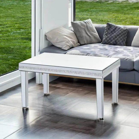 Dazzling Mirrored Coffee Table with Adjustable Leg Pads for Stability - Estalios