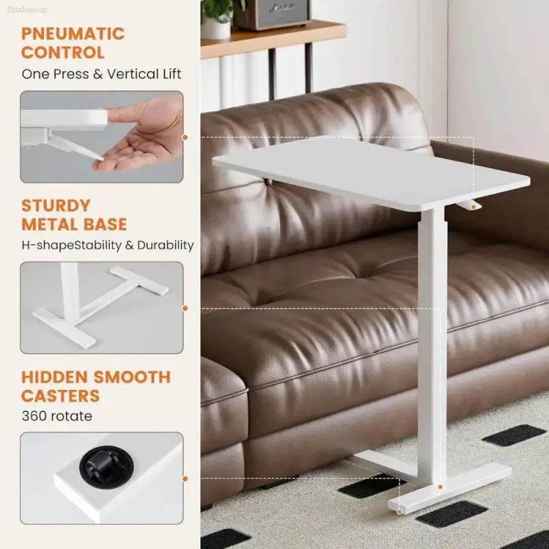 Adjustable Overbed Bedside Table with Wheels for Home Use - Estalios
