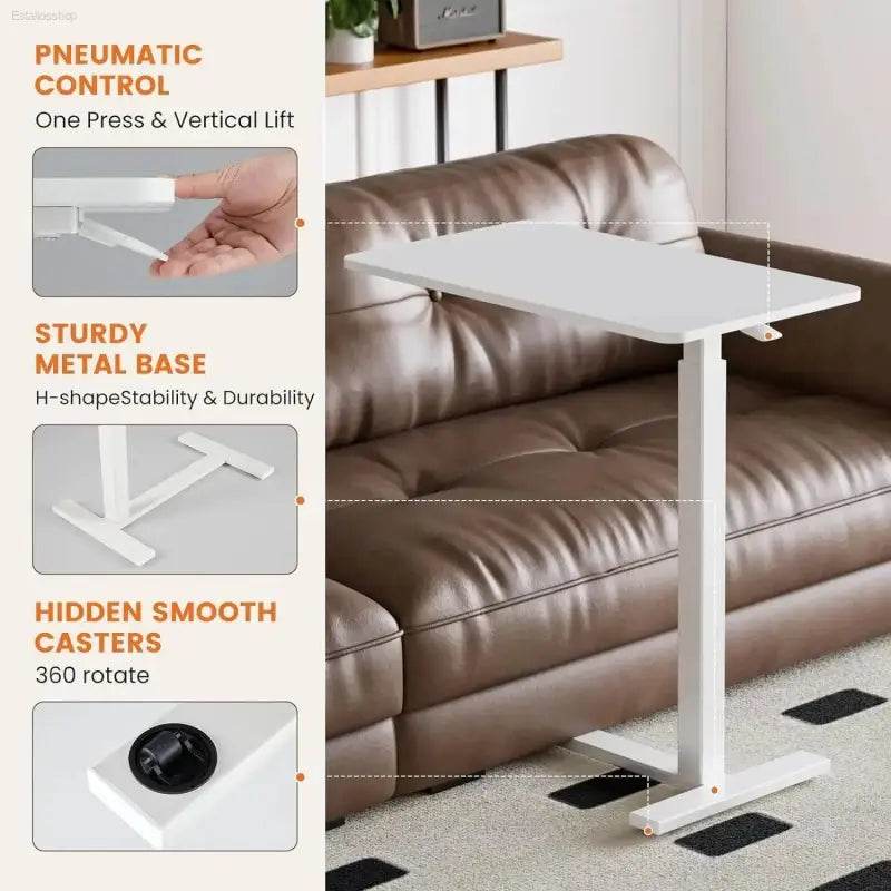 Adjustable Overbed Bedside Table with Wheels for Home Use - Estalios