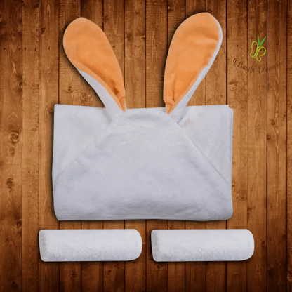 Cute White Bunny-eared Baby Blanket and Bolsters for Amber Bunny Hooded Towel