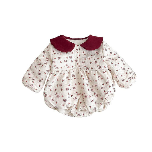 Adorable Floral Baby Romper with Bunny Ears and Bow Detail - Estalios