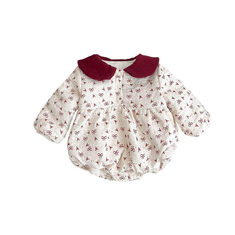 Adorable Floral Baby Romper with Bunny Ears and Bow Detail - Estalios