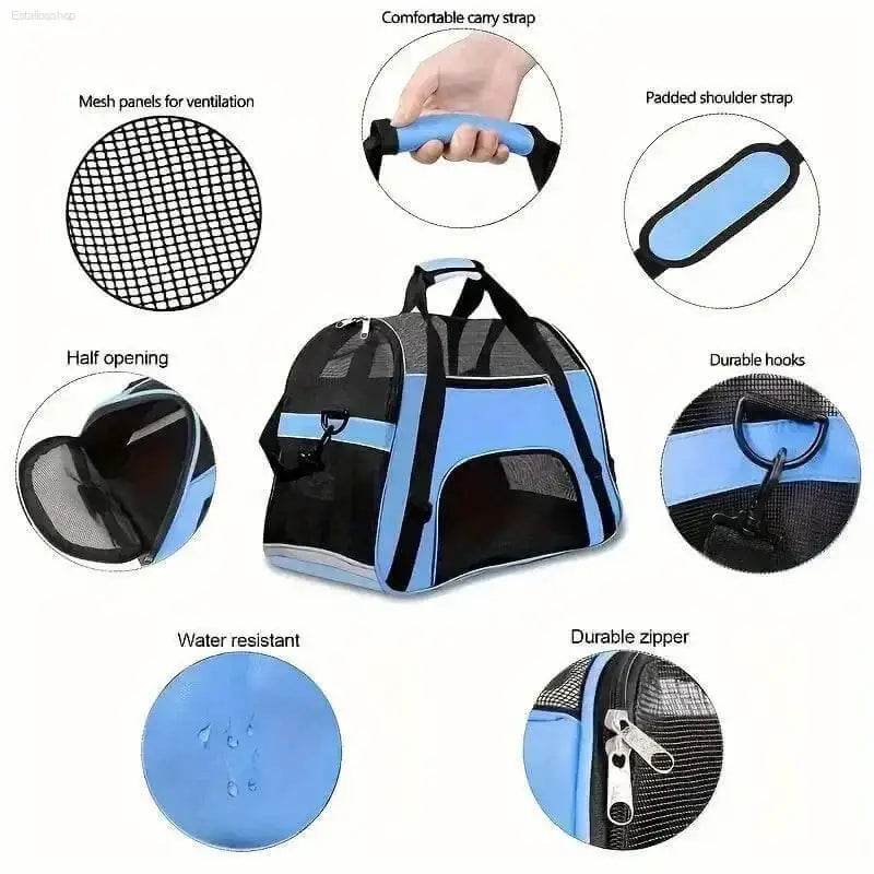 Adventure Awaits: Grab your Go-anywhere Dog Cat Carrier Bag! your Furry Friend Deserves the Best Travel Experience, and our Blue Pet Carrier Delivers - Estalios