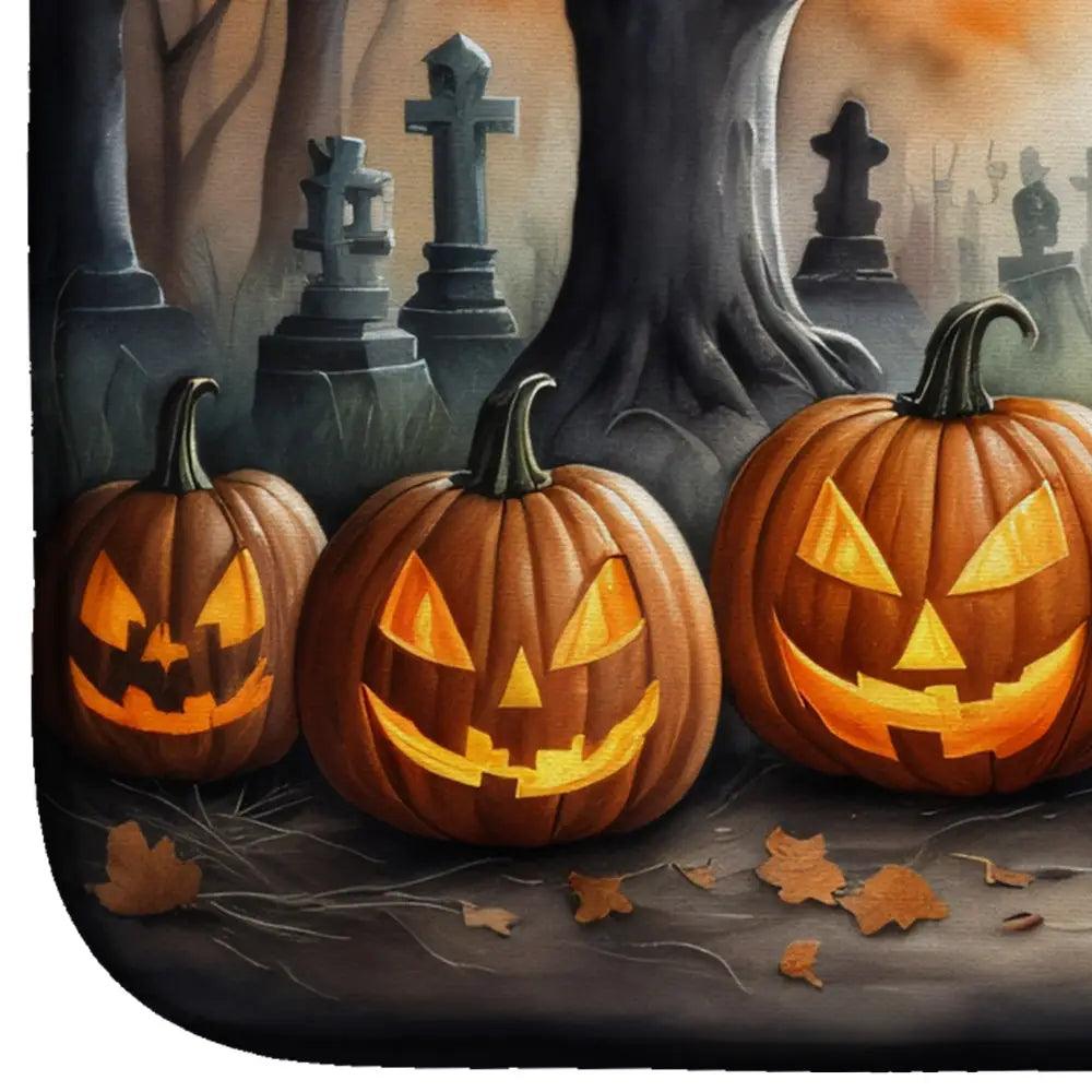 Affenpinscher Spooky Halloween Dish Drying Mat Absorbent Dish Drying Mat Pad for Kitchen Counter Dish Drainer Mat for Countertop, 14 x 21", Multicolor.
