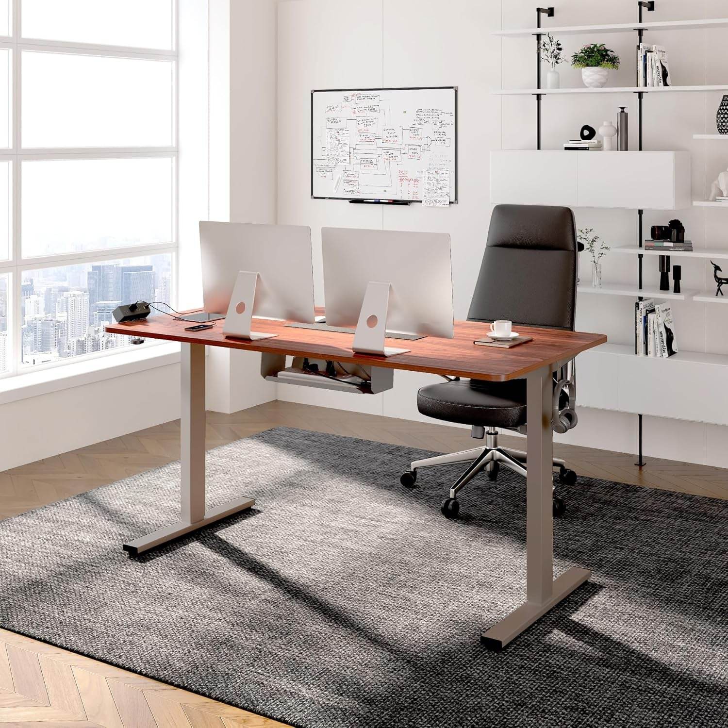 EN2 Height Adjustable Electric Standing Desk with Power Strip - Estalios