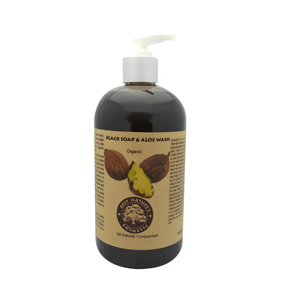 African Black Soap Aloe Wash 8oz in a pump bottle for healthy, glowing skin