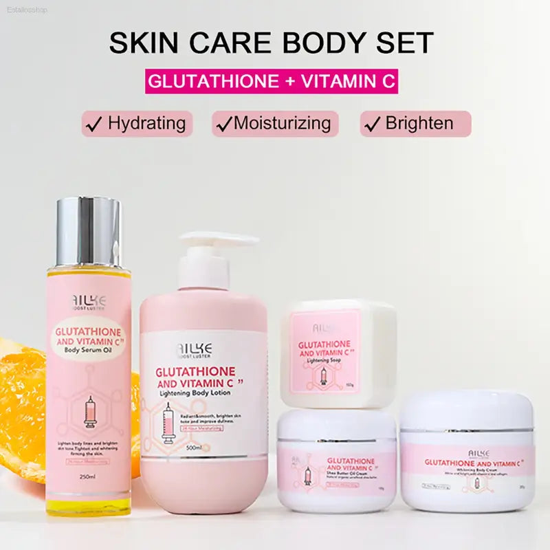 AILKE Brightening Skin Care Set, with Vitamin C, Glutathione, Reduce Spots, Moisturizing, Smooth Soft Skin, Improve Skin Radiant