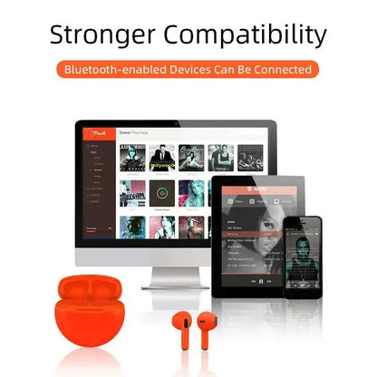 Stylish Orange Air Pro TWS Fone Bluetooth Earbuds with charging case for on-the-go sound