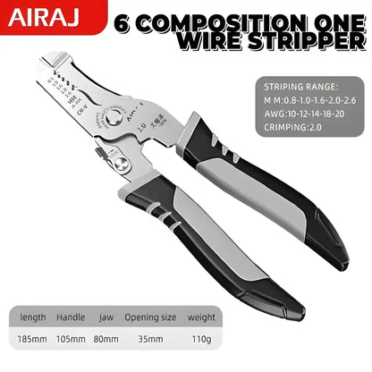 Airaj Wire Stripper tool showcasing features of the multitool plier crimper