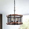 Airi Imitation Wood Grain/Black 3-Light Chandelier for Rustic Elegance - Estalios