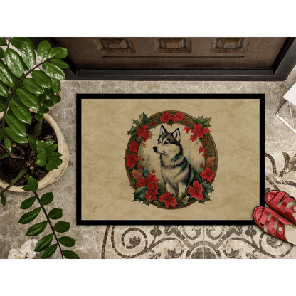Husky Welcome: Floral Wreath Doormat! Okay, here's a product description for the Husky Welcome: Floral Wreath Doormat! - Estalios
