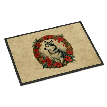 Husky Welcome: Floral Wreath Doormat! Okay, here's a product description for the Husky Welcome: Floral Wreath Doormat! - Estalios