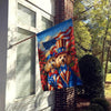 Poodle Power: American Pride House Flag! Show your Patriotic Spirit with our Delightful Patriotic Poodle Flag Garden Decor! this Charming Set Features a Patriotic - Estalios