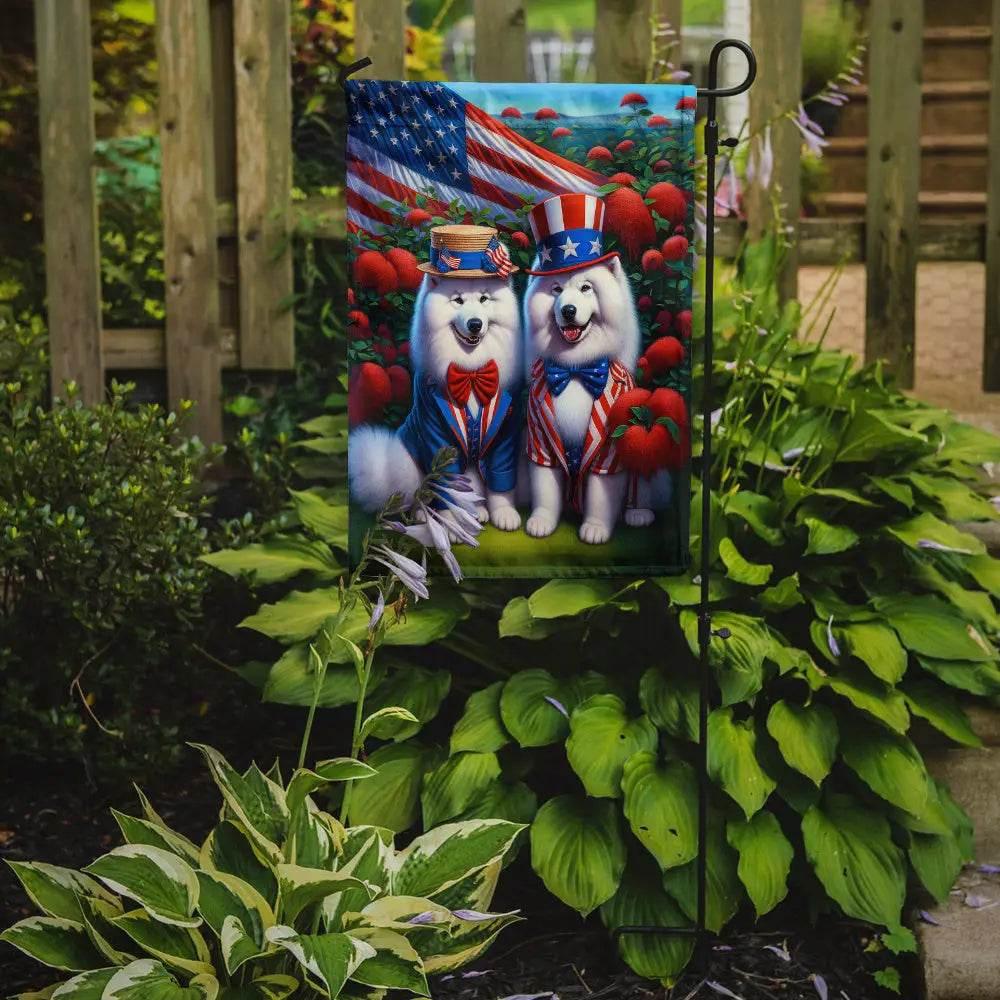 All American Samoyed Garden Flag for Vibrant Outdoor Decor - Estalios