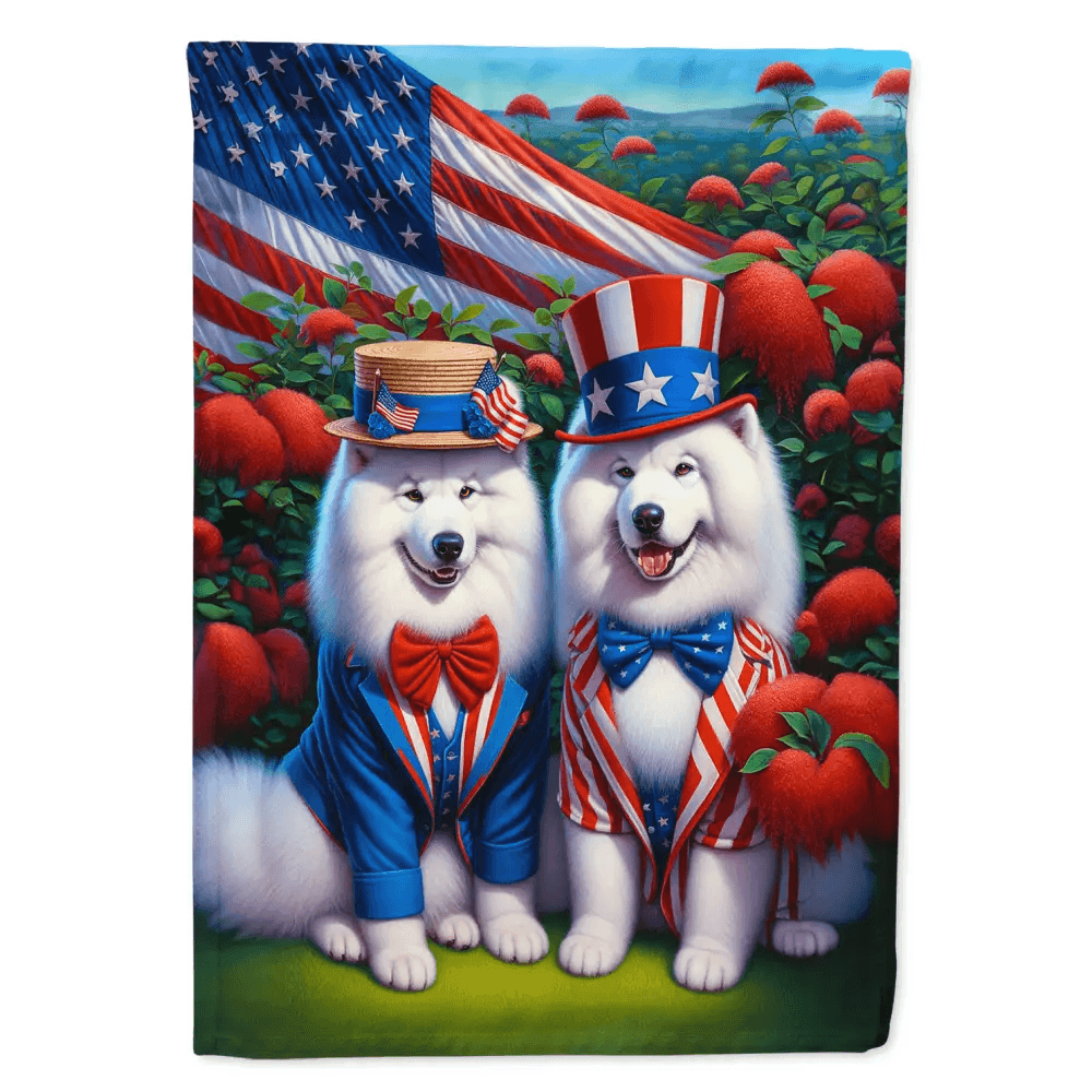 All American Samoyed Garden Flag for Vibrant Outdoor Decor - Estalios