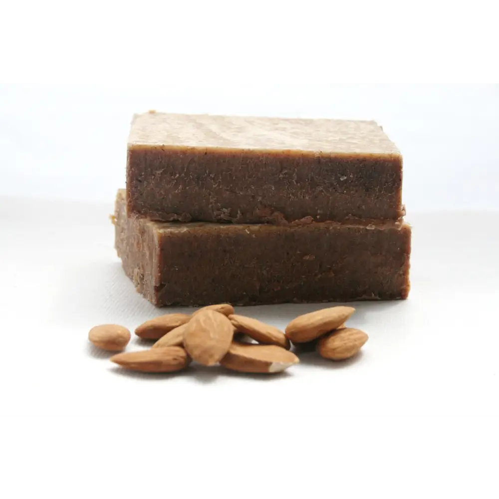 Stacked Almond Cinnamon Honey Soap with almonds for a rich, aromatic experience