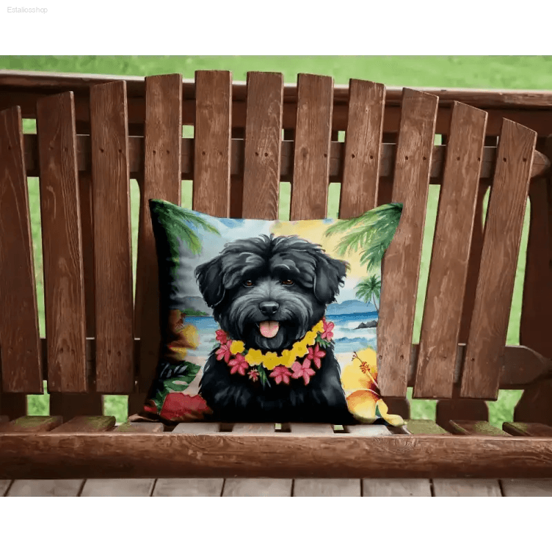 Aloha Pup Paradise Pillow: Unleash the Island Vibes! Bring a Touch of Paradise to your Home with our Adorable Aloha Pup Paradise Pillow! this Decorative Pillow - Estalios