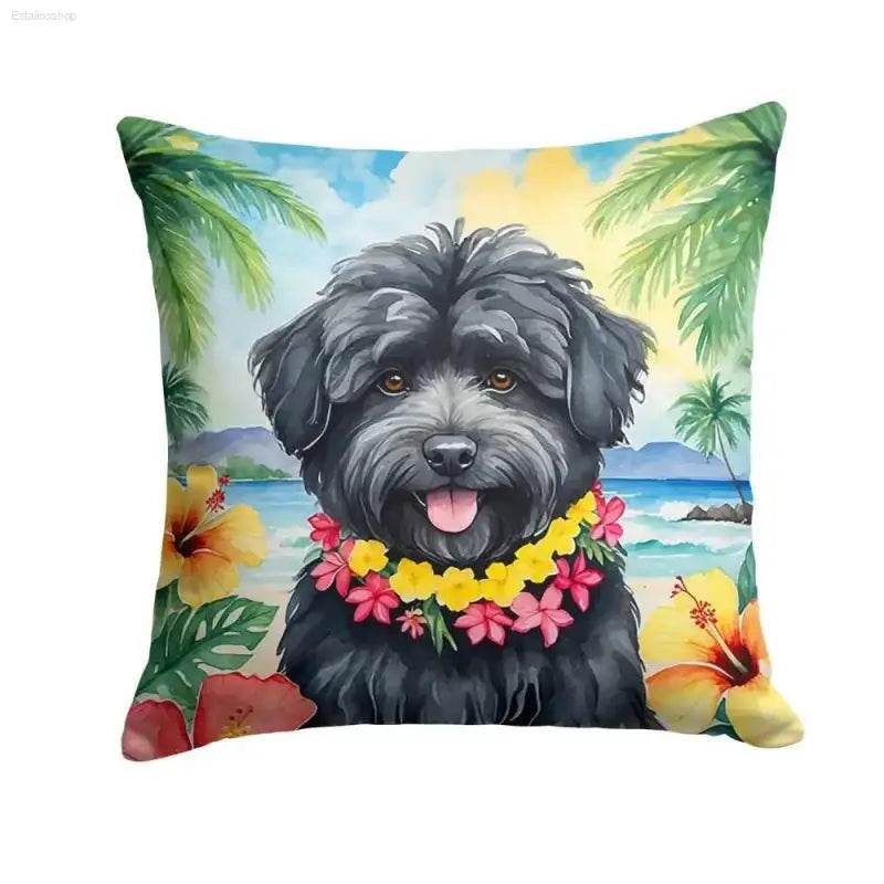 Aloha Pup Paradise Pillow: Unleash the Island Vibes! Bring a Touch of Paradise to your Home with our Adorable Aloha Pup Paradise Pillow! this Decorative Pillow - Estalios