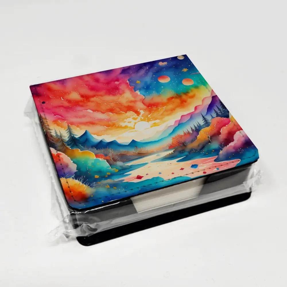 Amaranths in Color PU Leather Note Paper Holder with Artist-Designed Cover, Desk Accessory, Office Gift - Estalios