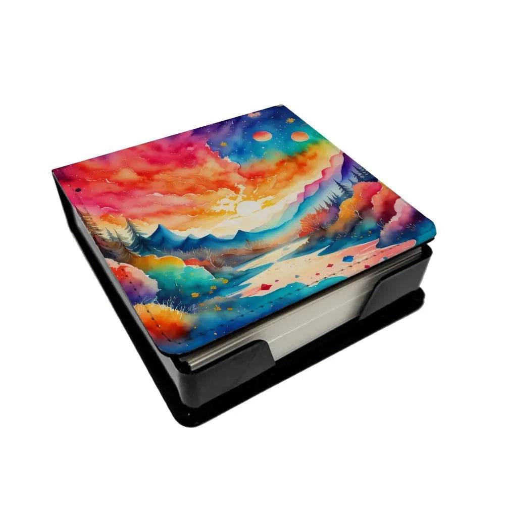 Amaranths in Color PU Leather Note Paper Holder with Artist-Designed Cover, Desk Accessory, Office Gift - Estalios