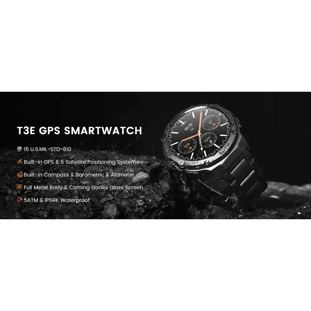 AMAZTIM T3E GPS Smart Watch for Men - 5ATM Waterproof - Estalios