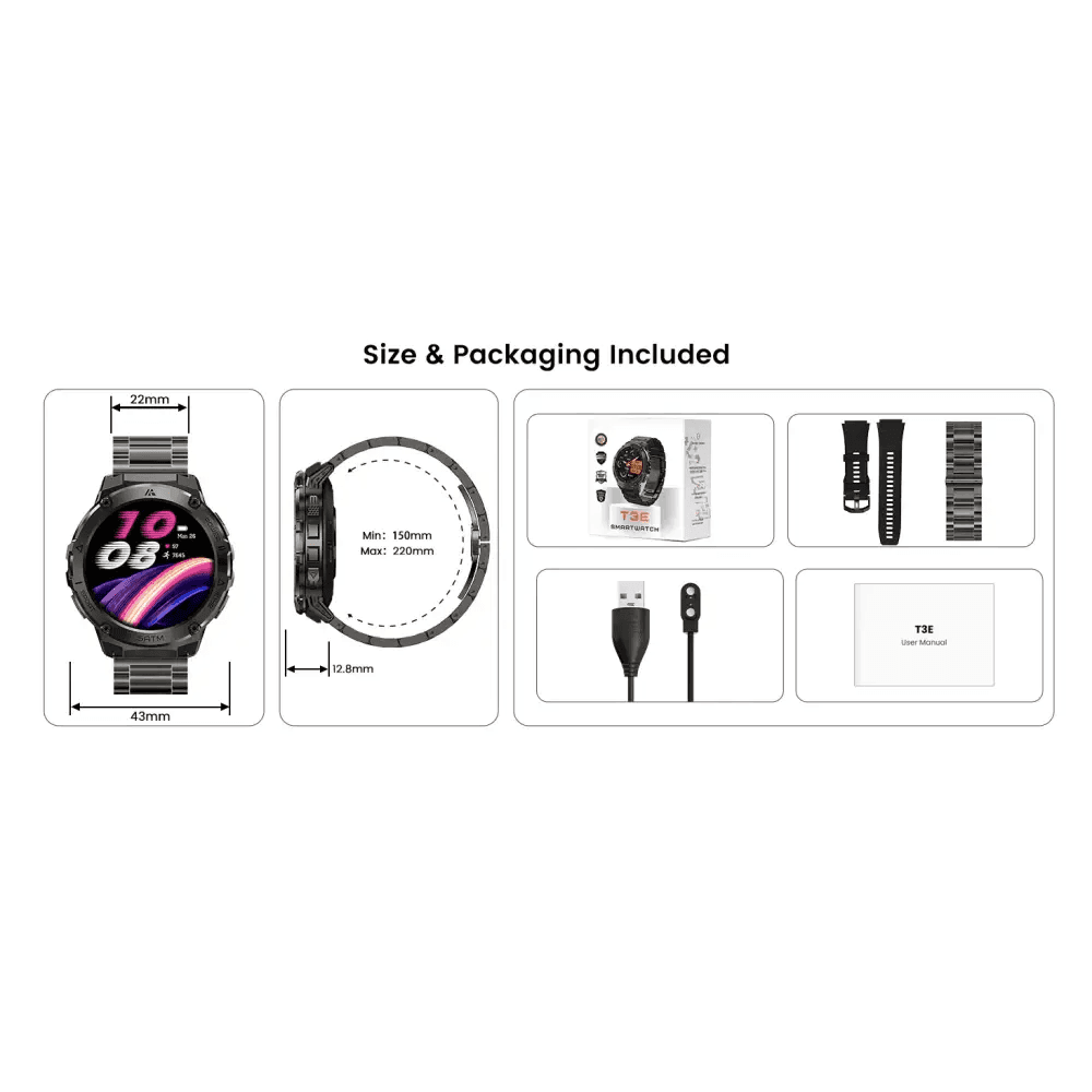 AMAZTIM T3E GPS Smart Watch for Men - 5ATM Waterproof - Estalios