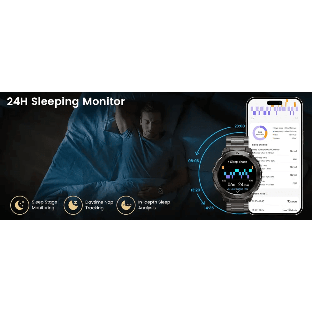 AMAZTIM T3E GPS Smart Watch for Men - 5ATM Waterproof - Estalios