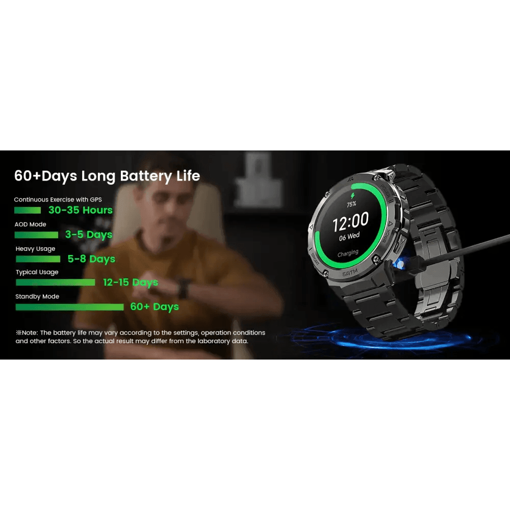 AMAZTIM T3E GPS Smart Watch for Men - 5ATM Waterproof - Estalios