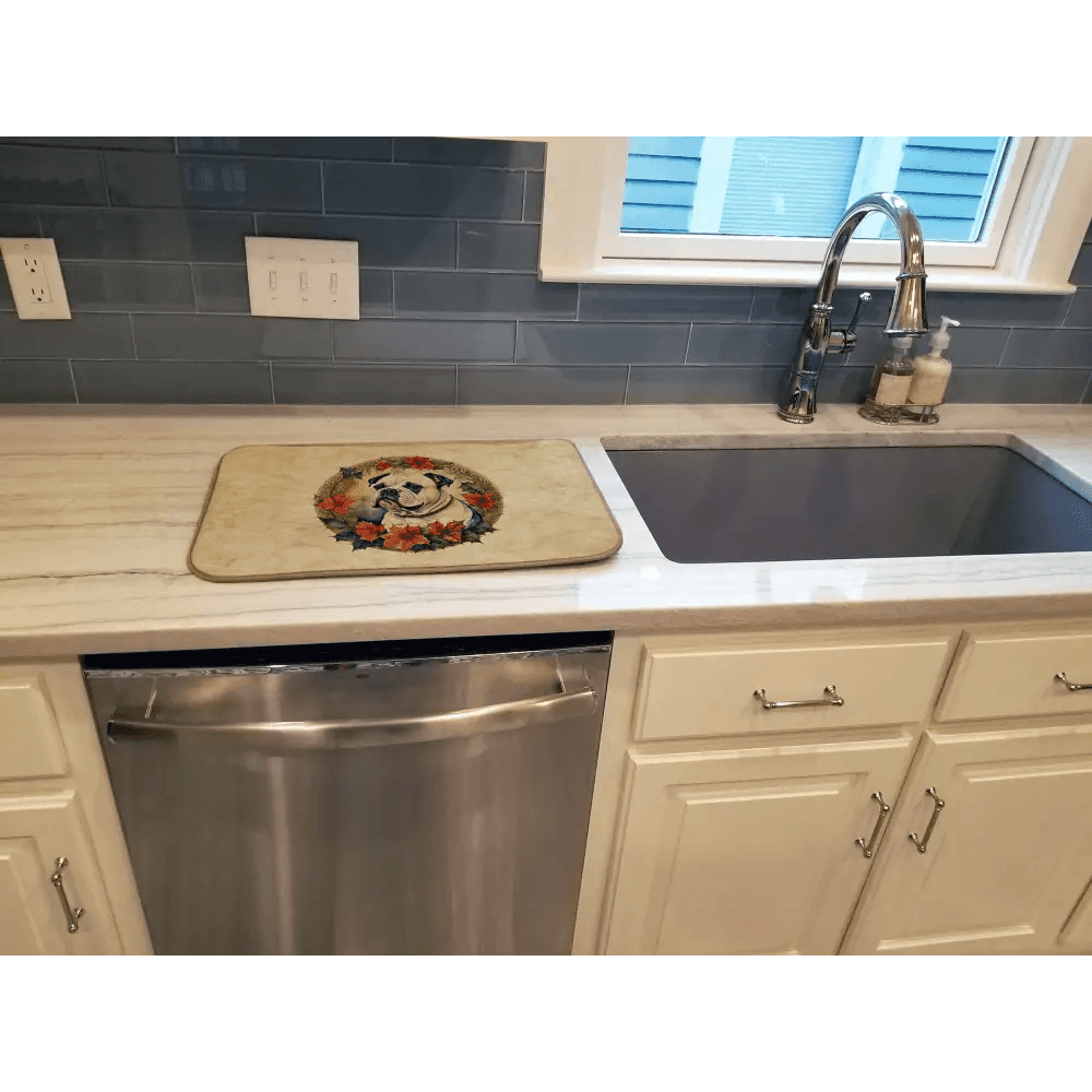 Bulldog Bliss Dish Drying Mat: Pawsome Drying Power! Dog-gone Adorable, this Dog-themed Dish Drying Mat is the Perfect Way - Estalios