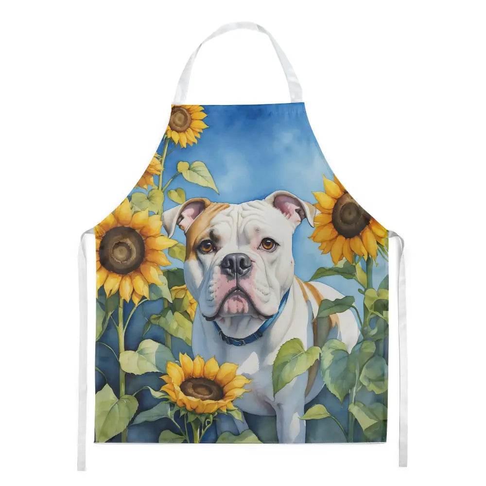 American Bulldog Apron in Sunflowers for Stylish Cooking - Estalios