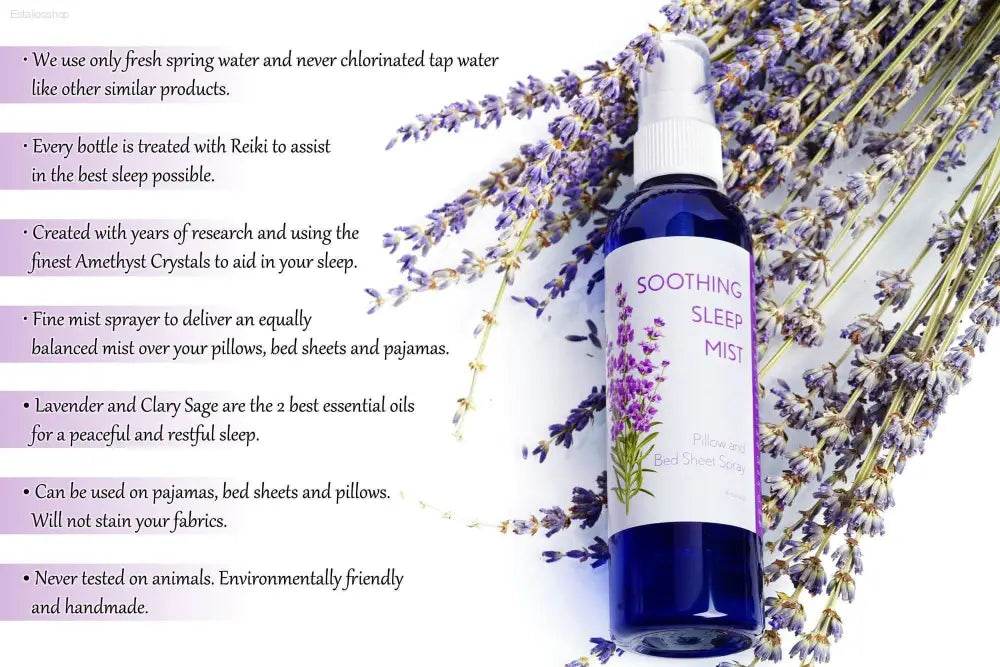 Amethyst Dream: Lavender Pillow Spray for Sleep Drift off to Dreamland with our Blue Sleep Mist, Infused with Amethyst Crystals. this Soothing - Estalios