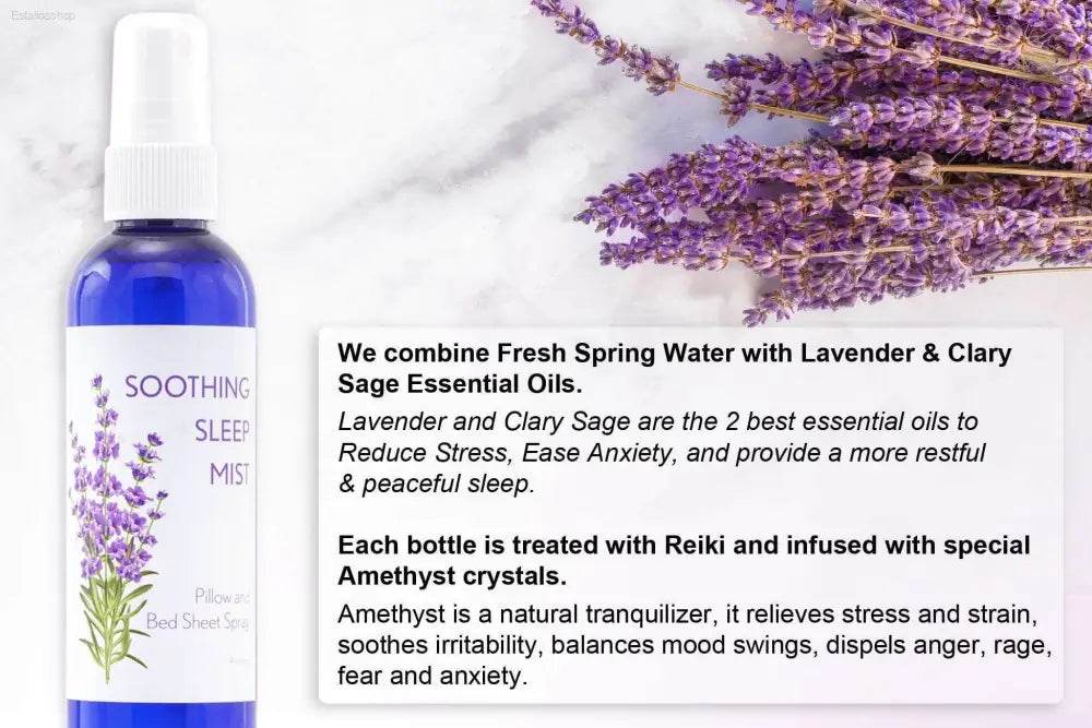 Amethyst Dream: Lavender Pillow Spray for Sleep Drift off to Dreamland with our Blue Sleep Mist, Infused with Amethyst Crystals. this Soothing - Estalios