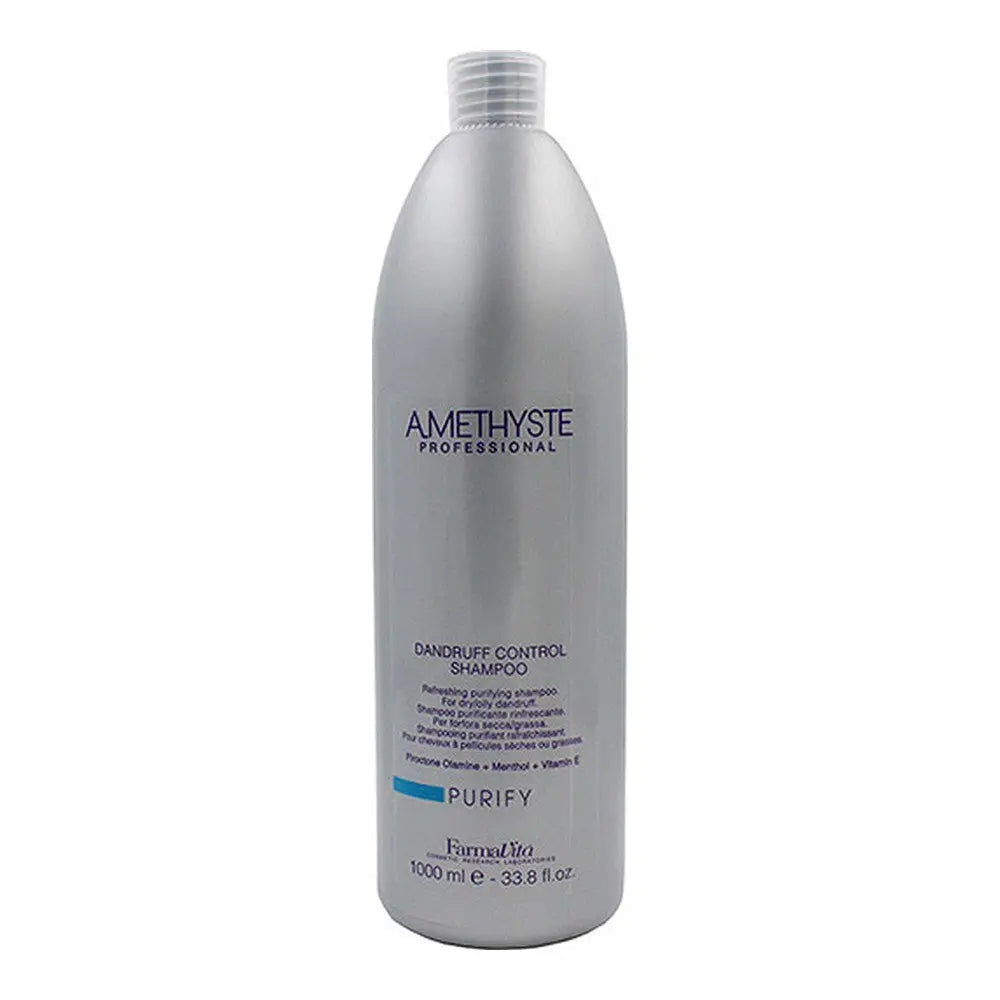 Silver bottle of Anti-Dandruff Shampoo Amethyste Purify from Farmavita