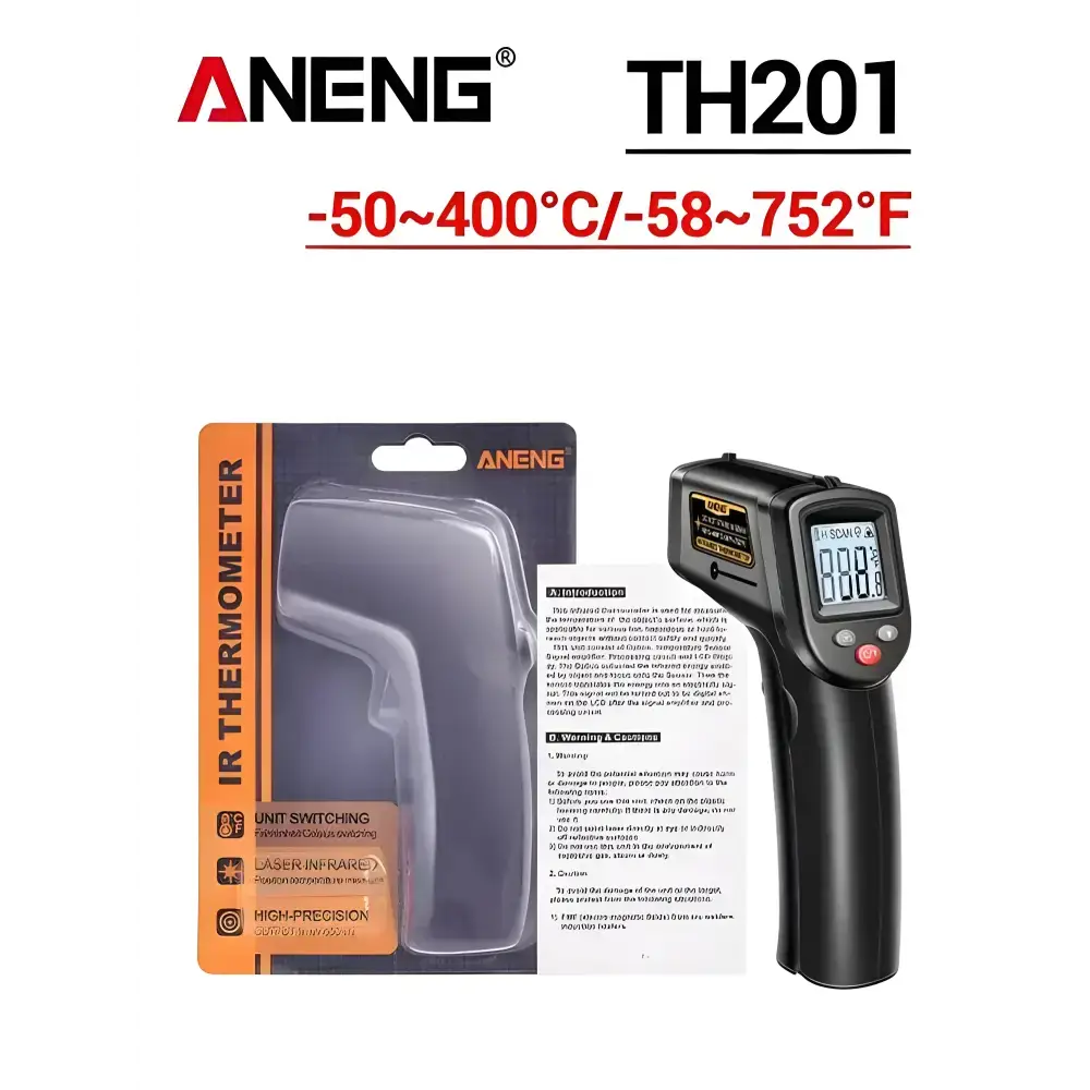 Digital Infrared Thermometer Kit featuring ANENG TH201 Celsius Display