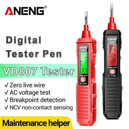 Red Digital Voltage Tester Pen for Safe Voltage Detection - Estalios
