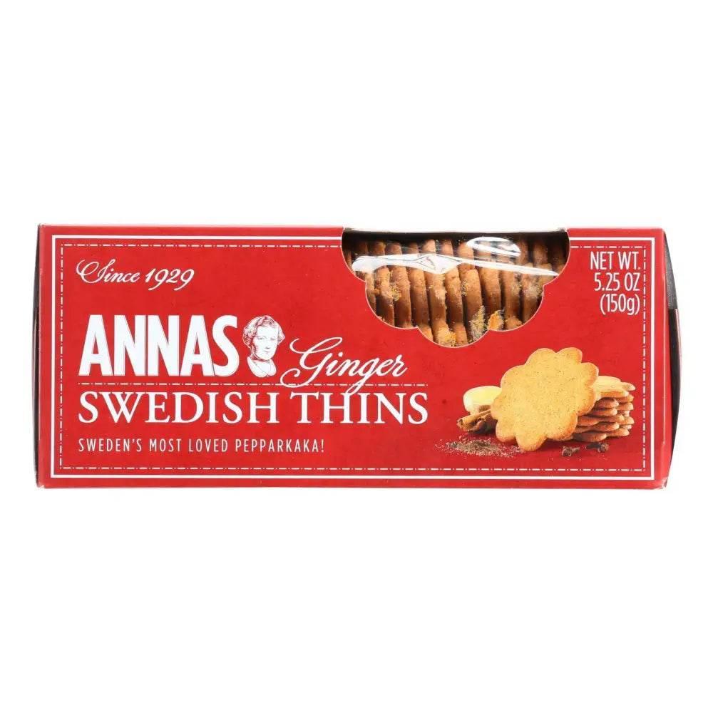 Annas Ginger Thins - Original Snack Cookies - 12 Pack - Estalios